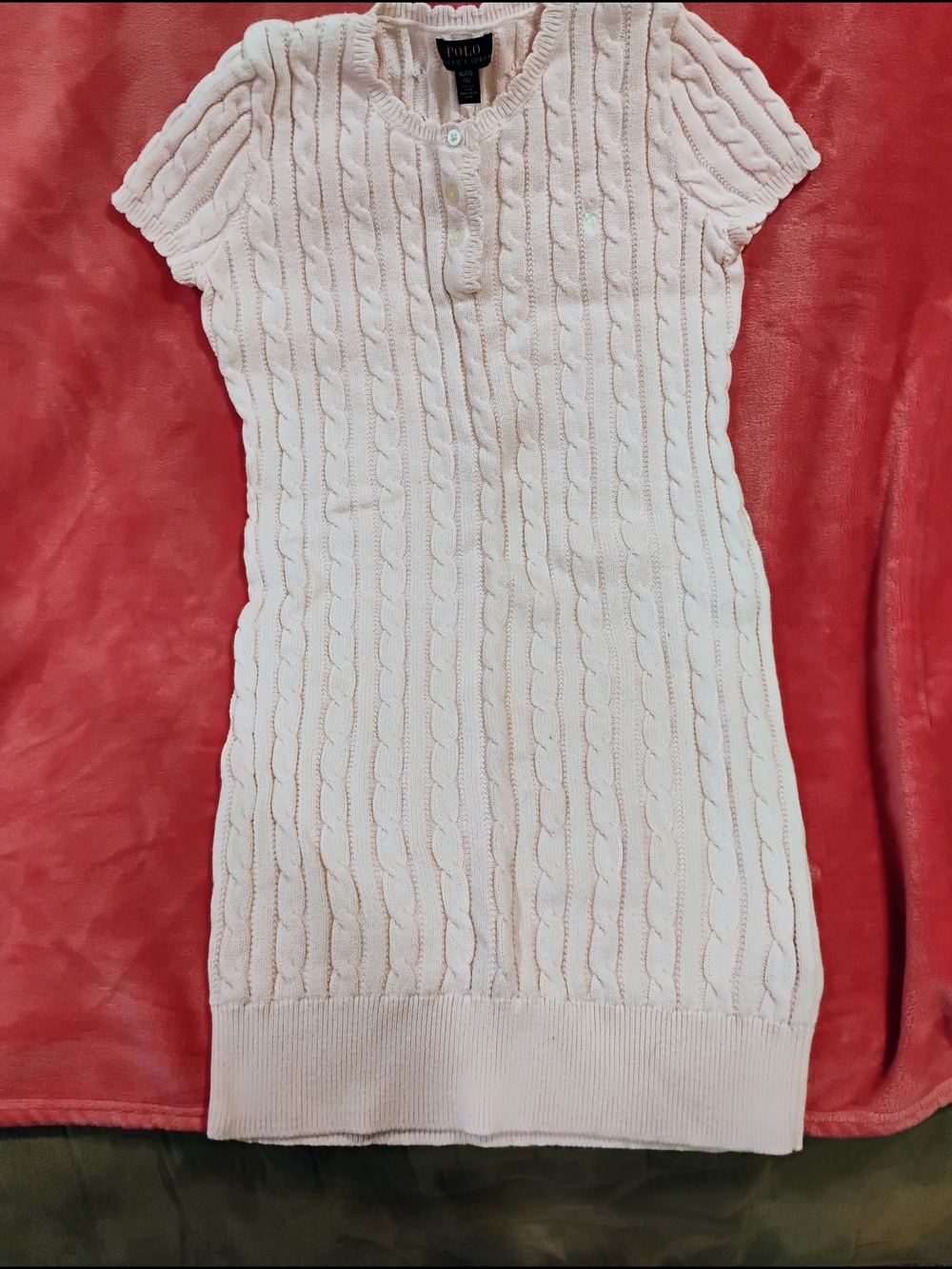 Polo by Ralph Lauren Light Pink Cable Knit Short Sleeve Dress